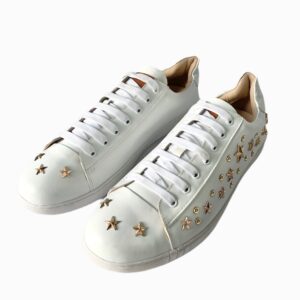 BALLY White Low top golden stars sneakers