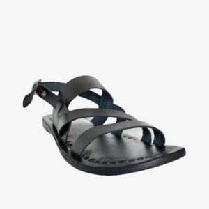 HULM "3 Cross strap" leather sandals - Black - dot made