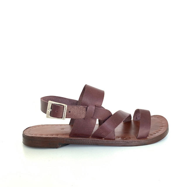 HULM "3 Cross strap" brown leather sandals - dot made