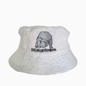 Napken "Grey baby black stitch" bucket hat - White - dot made