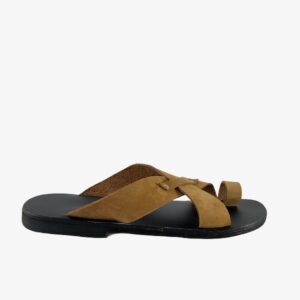 OB "Cross strap" tan slip-on sandals - dot made