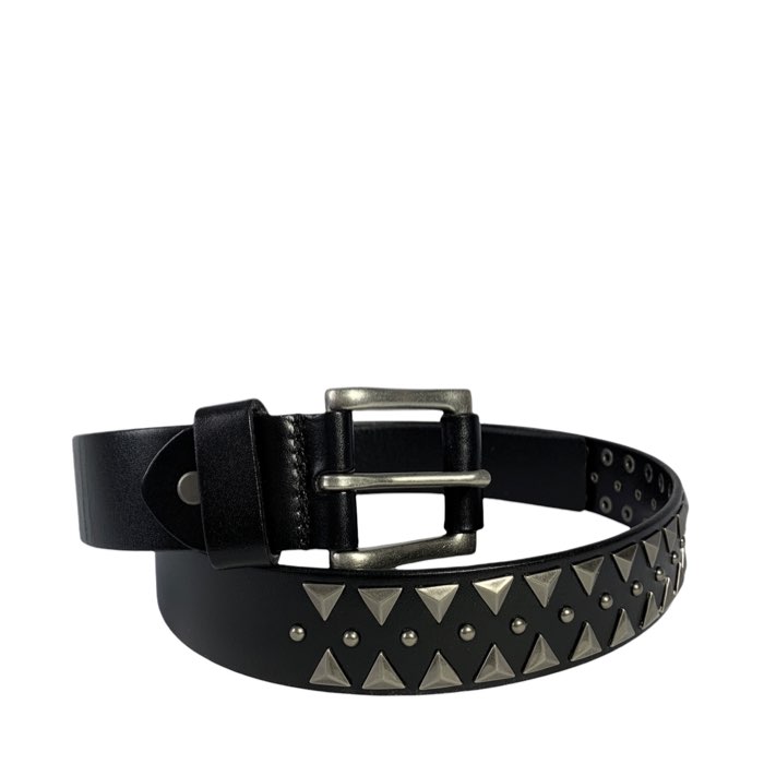 Black leather metal triangles belt - Shop men's belts on DOT Made
