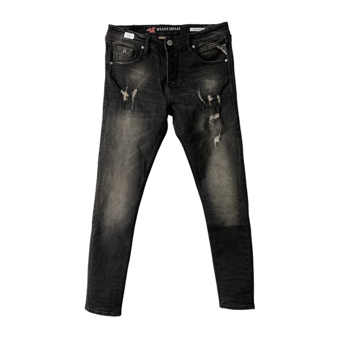 B1014 Charcoal black stretch denim jeans - DOT Made