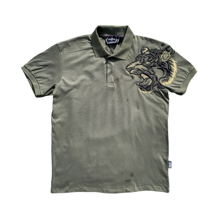 PP Embroidered Tiger olive green Polo Golf Shirt - T-shirts - clothing - fashion.012