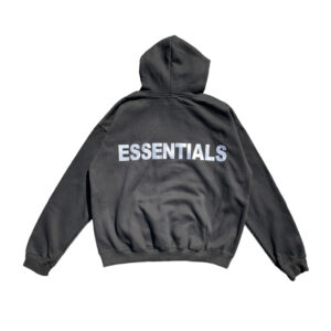 Essentials Black Reflective Logo Hoodie