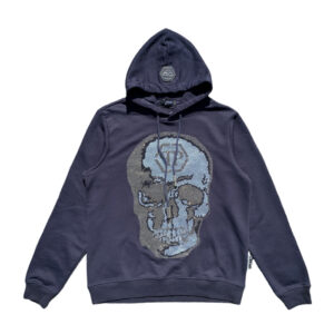 PP016 Crystal Skull Navy blue pullover hoodie - philipp plein