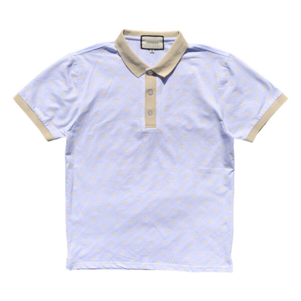 GG01 Classic Pattern White Polo Golf Shirt - DOT Made