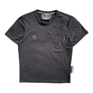 PP Embroidered Tiger Black Crewneck T-Shirt