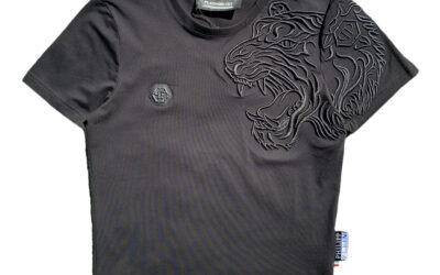 PP Embroidered Tiger Black Crewneck T-Shirt