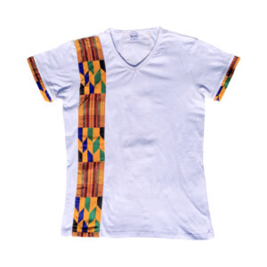 OB SS21a Kente African Print White T-Shirt