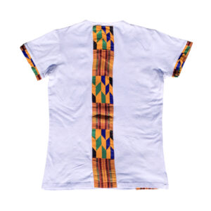 OB SS21a Kente African Print White T-Shirt