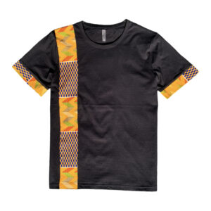 AO SS22 Kente African Print Black Crewneck T-Shirt