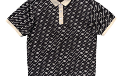 GG01 Classic Pattern Black Polo Golf Shirt