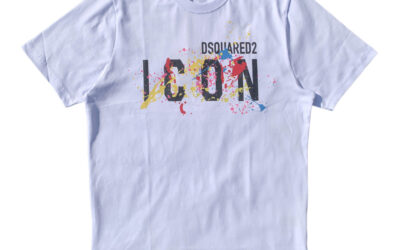DSquared2 DSQ2 SS23 Large Icon Logo Print White Crewneck T-Shirt