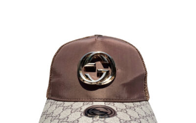 Gucci GG22.3 Metal Golden Logo Dark Brown Trucker Cap