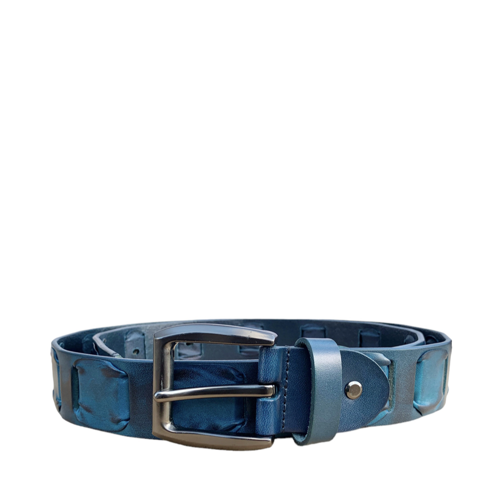 Roberto Raniera SS23 Blue Leather Belt - DOT Made