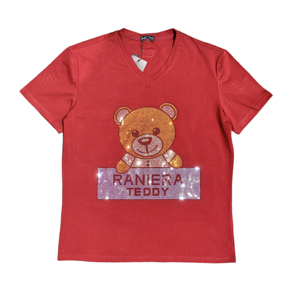 Roberto Raniera Teddy Red V-Neck T-Shirt - DOT Made