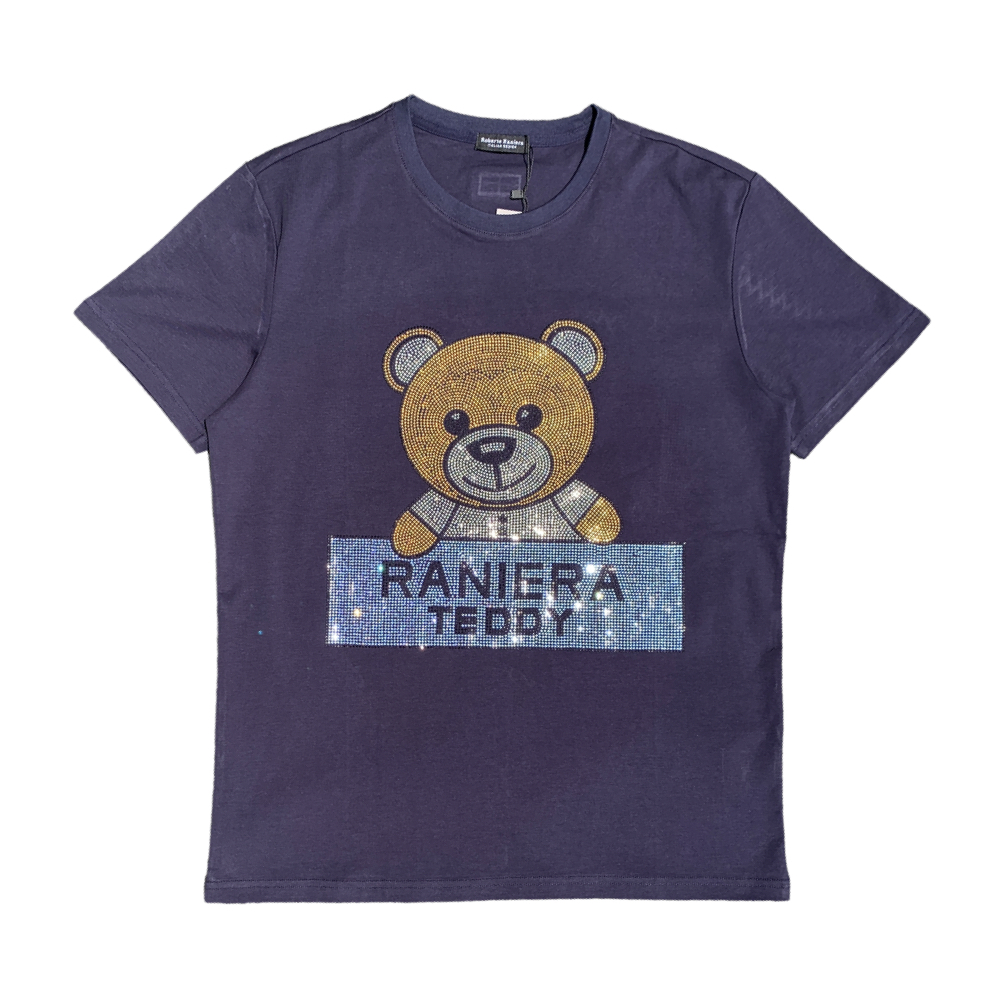 Roberto Raniera Teddy Navy Blue V-Neck T-Shirt - DOT Made