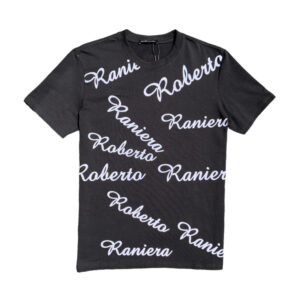 Roberto Raniera SS24 Flock Print Black Crewneck T-Shirt