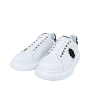 Roberto Raniera 616 Studded White Low-Top Sneakers