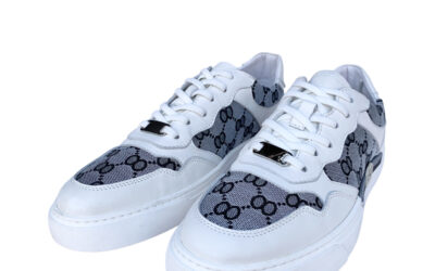 Chanke CC Pattern White Low Top Sneakers