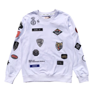 RPLY Embroidered Badges Grey Crewneck Sweatshirt